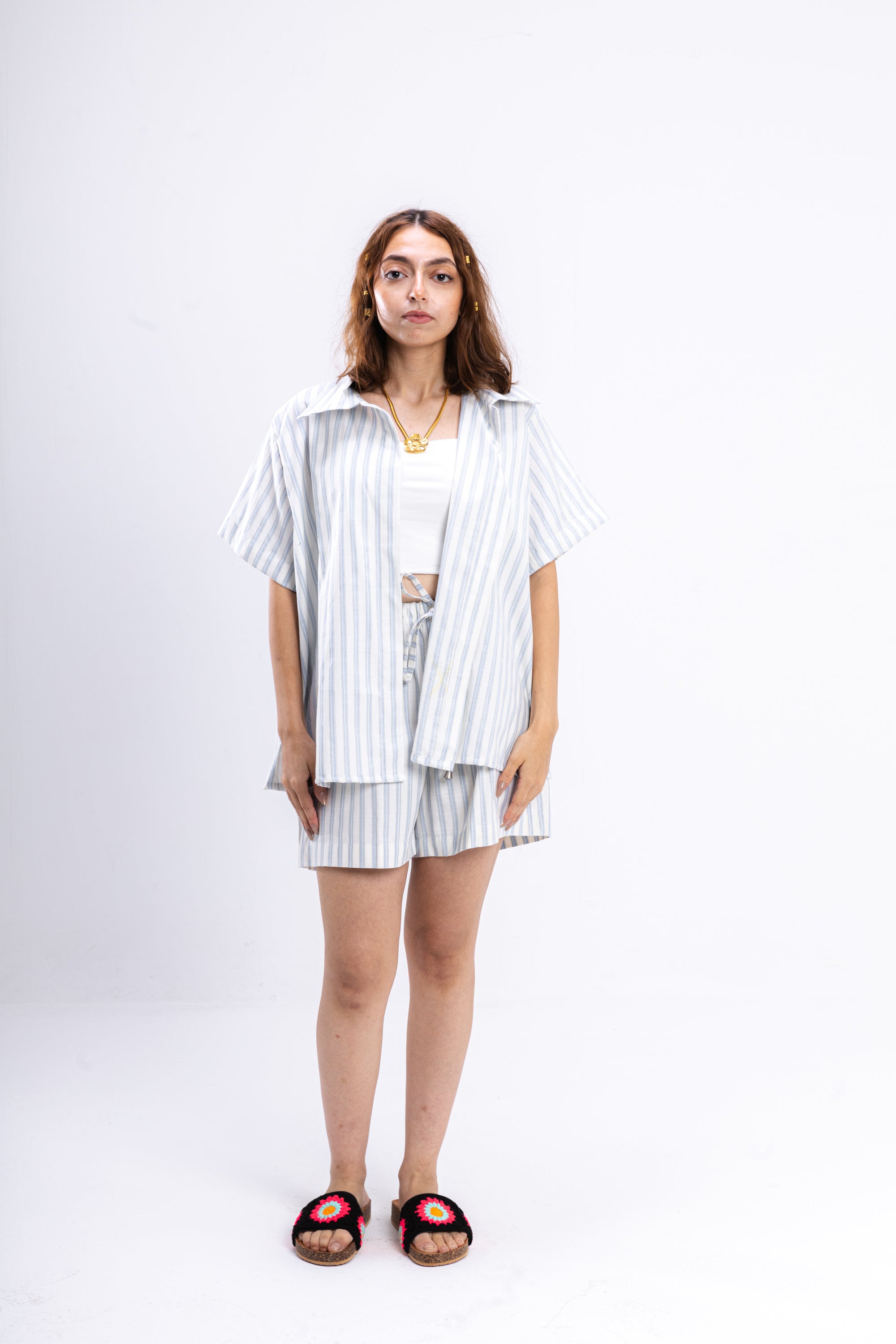 White Striped Coastal Set