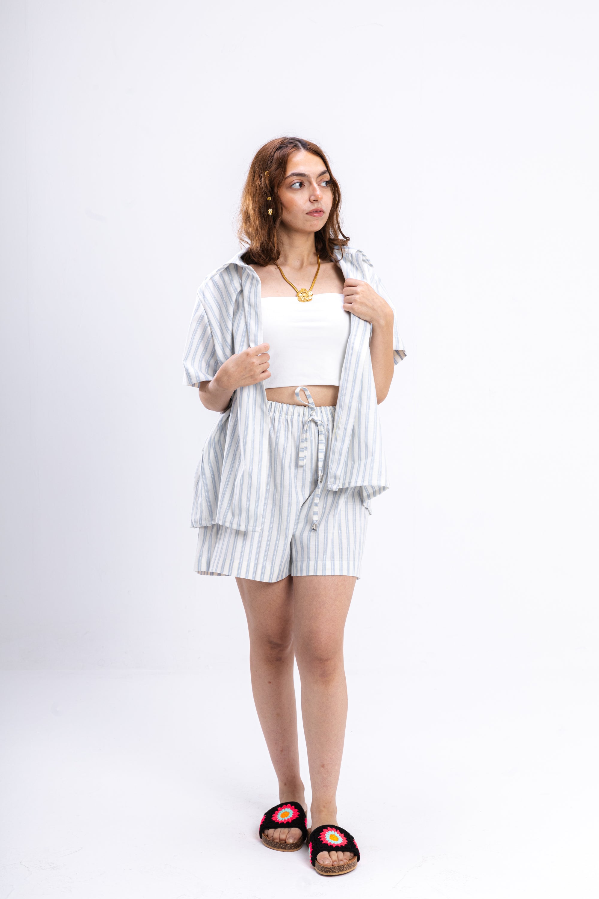White Striped Coastal Set