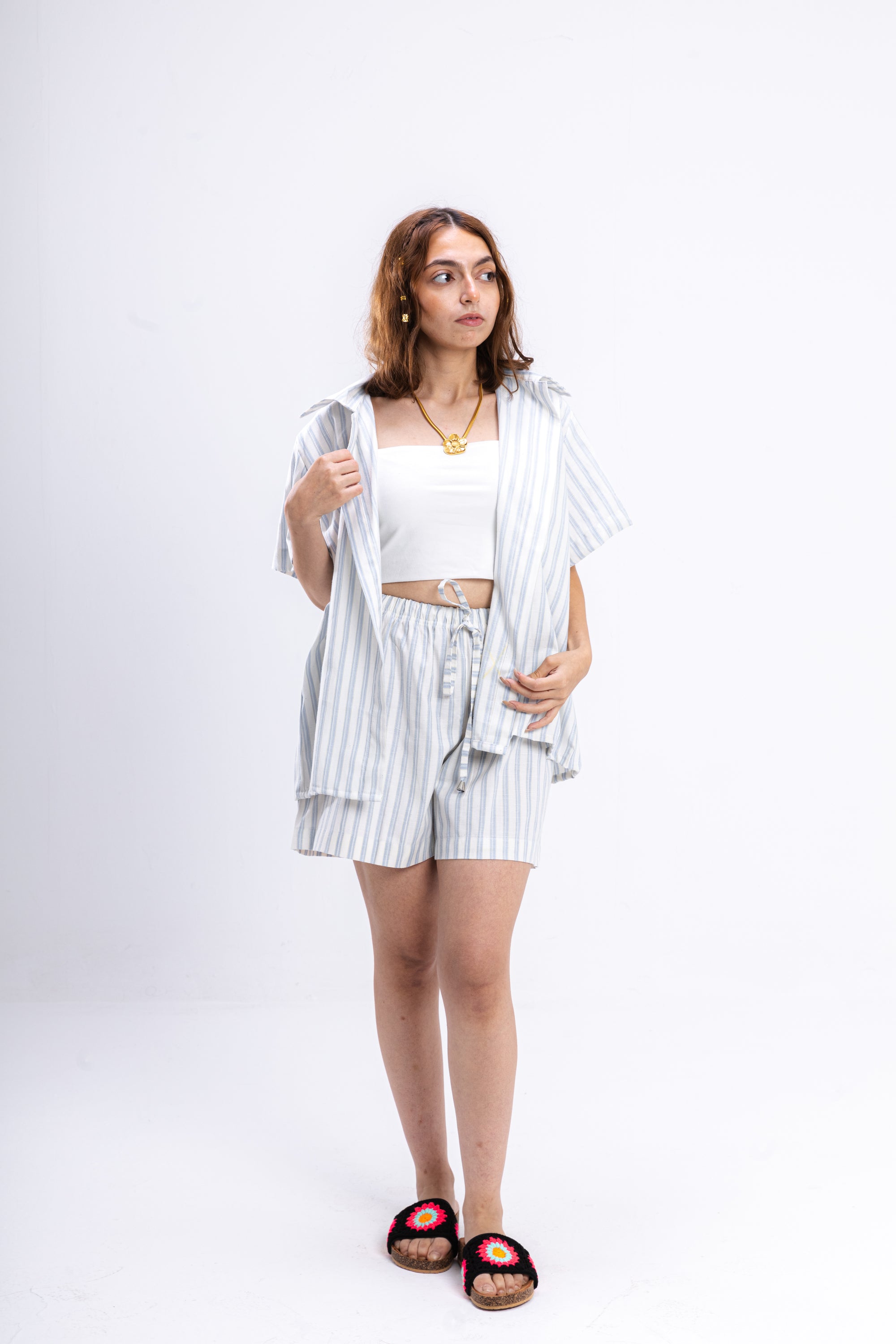 White Striped Coastal Set