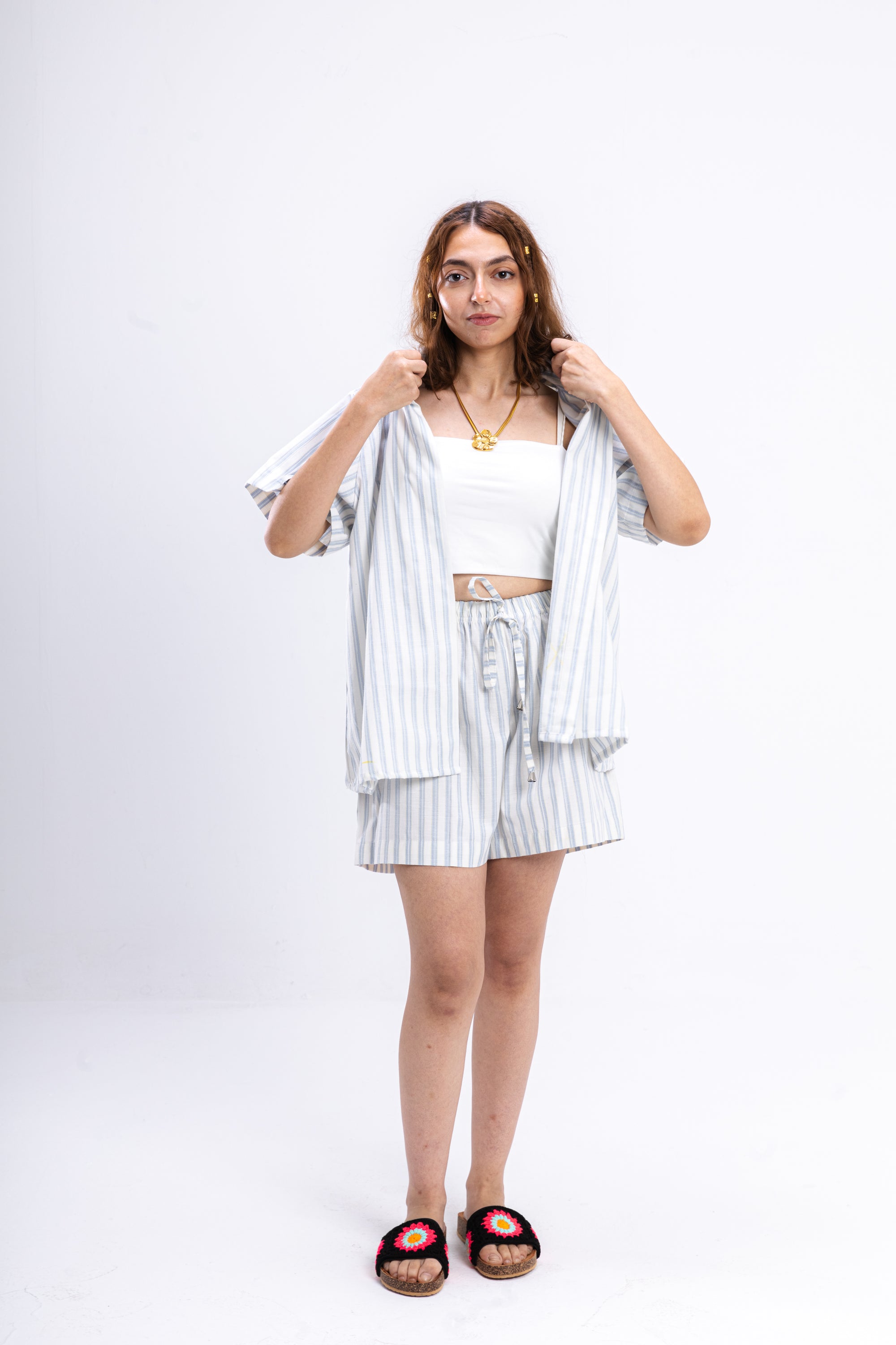 White Striped Coastal Set