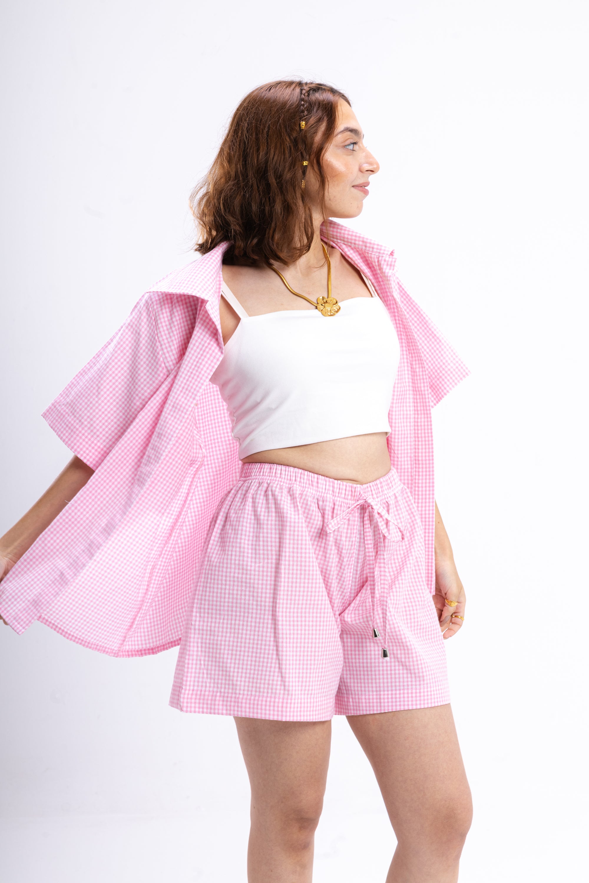 Pink Checkered Coastal Set