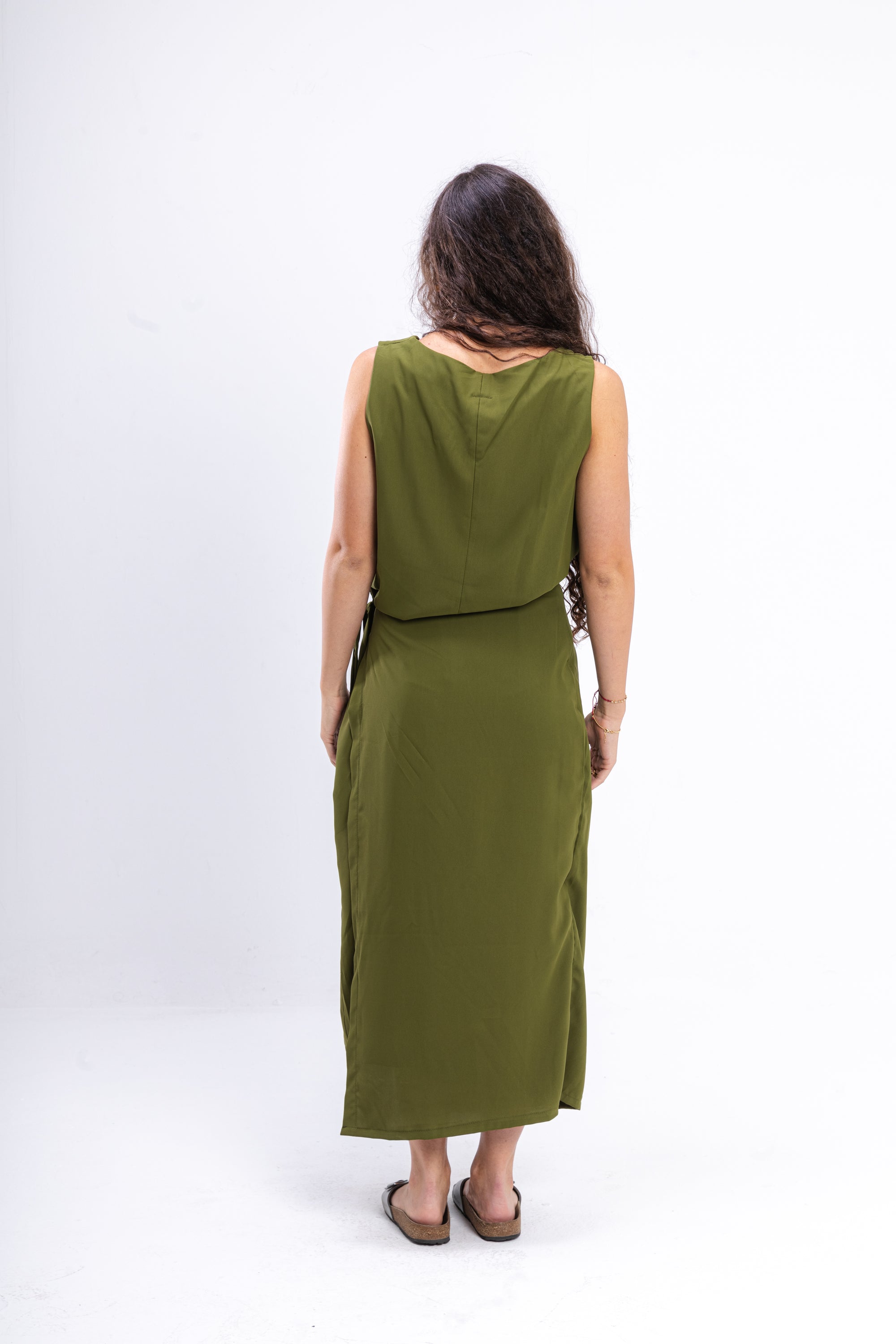 Olive Green Asymmetrical Dress