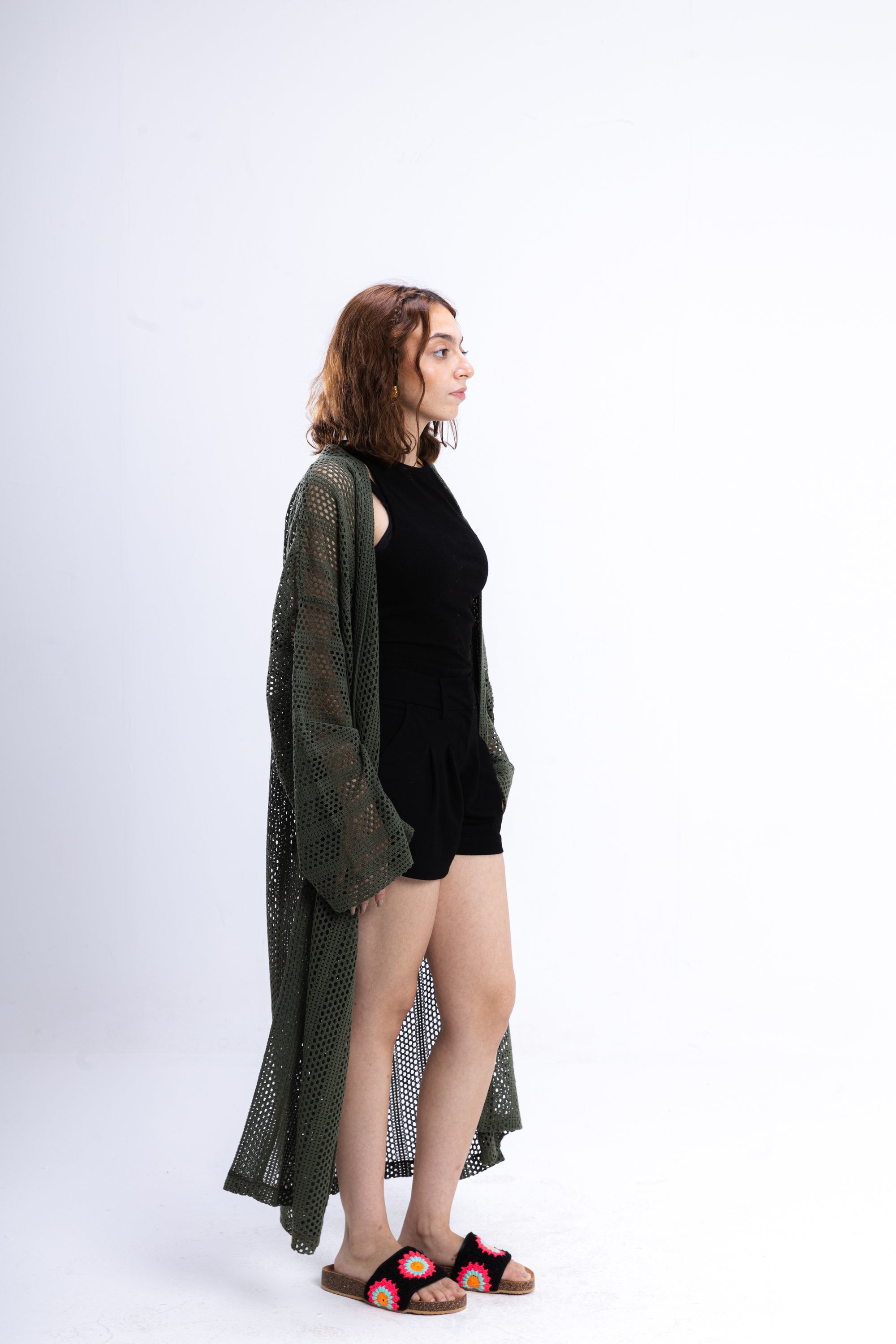 Olive Green Knit Cover Up