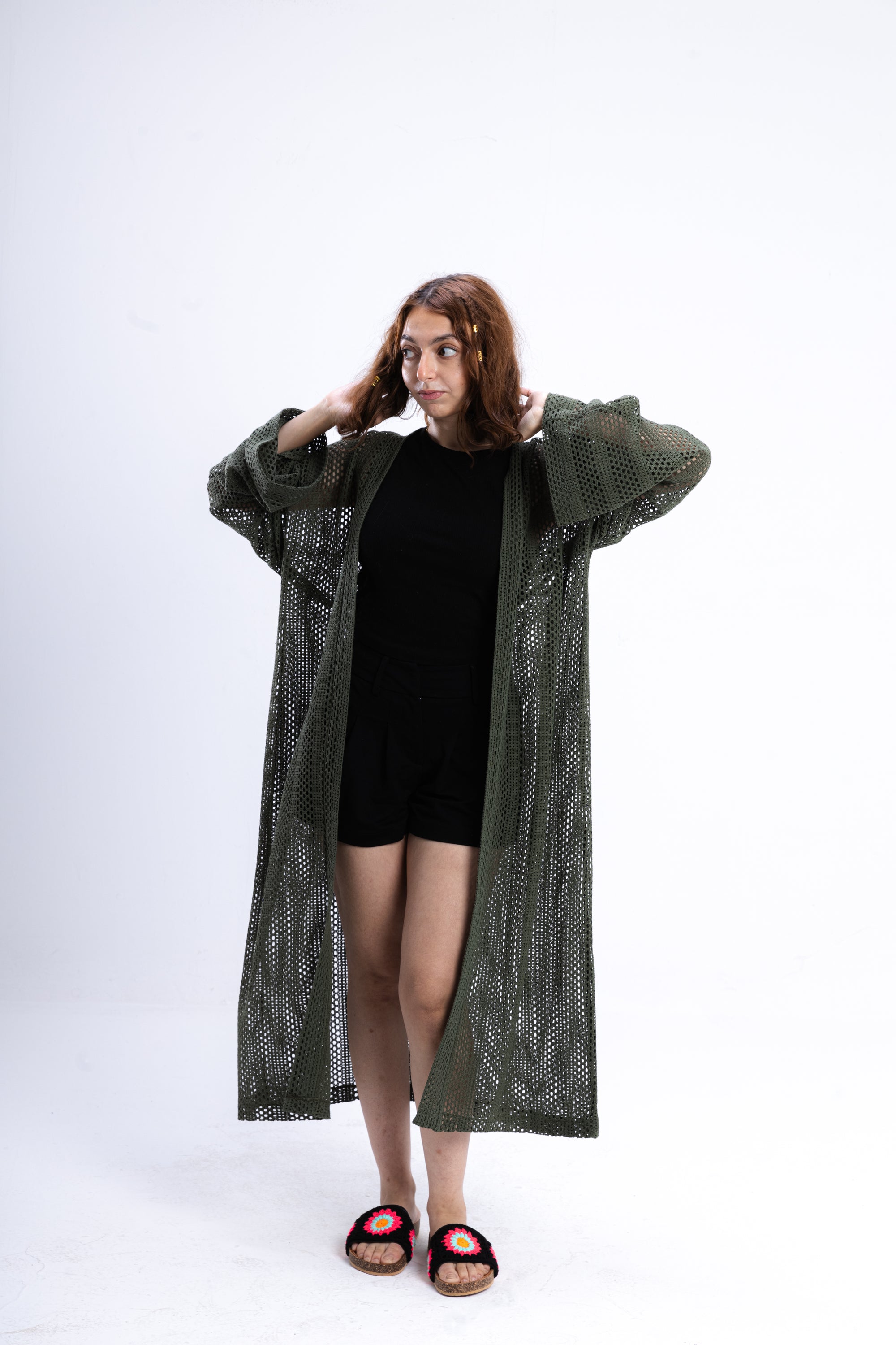 Olive Green Knit Cover Up