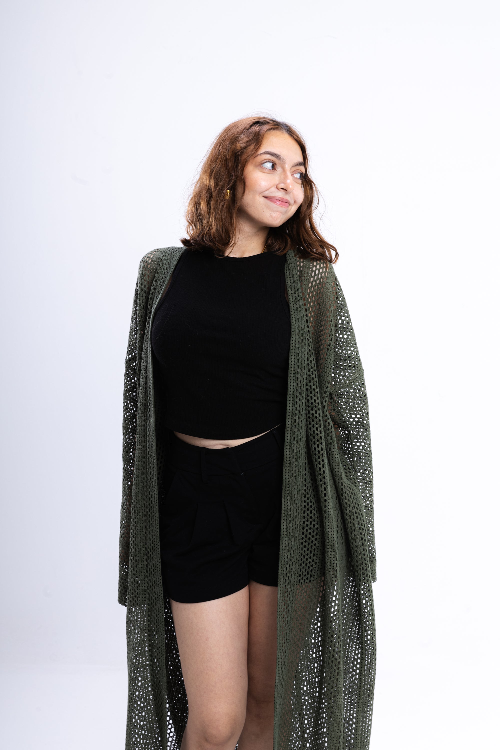 Olive Green Knit Cover Up