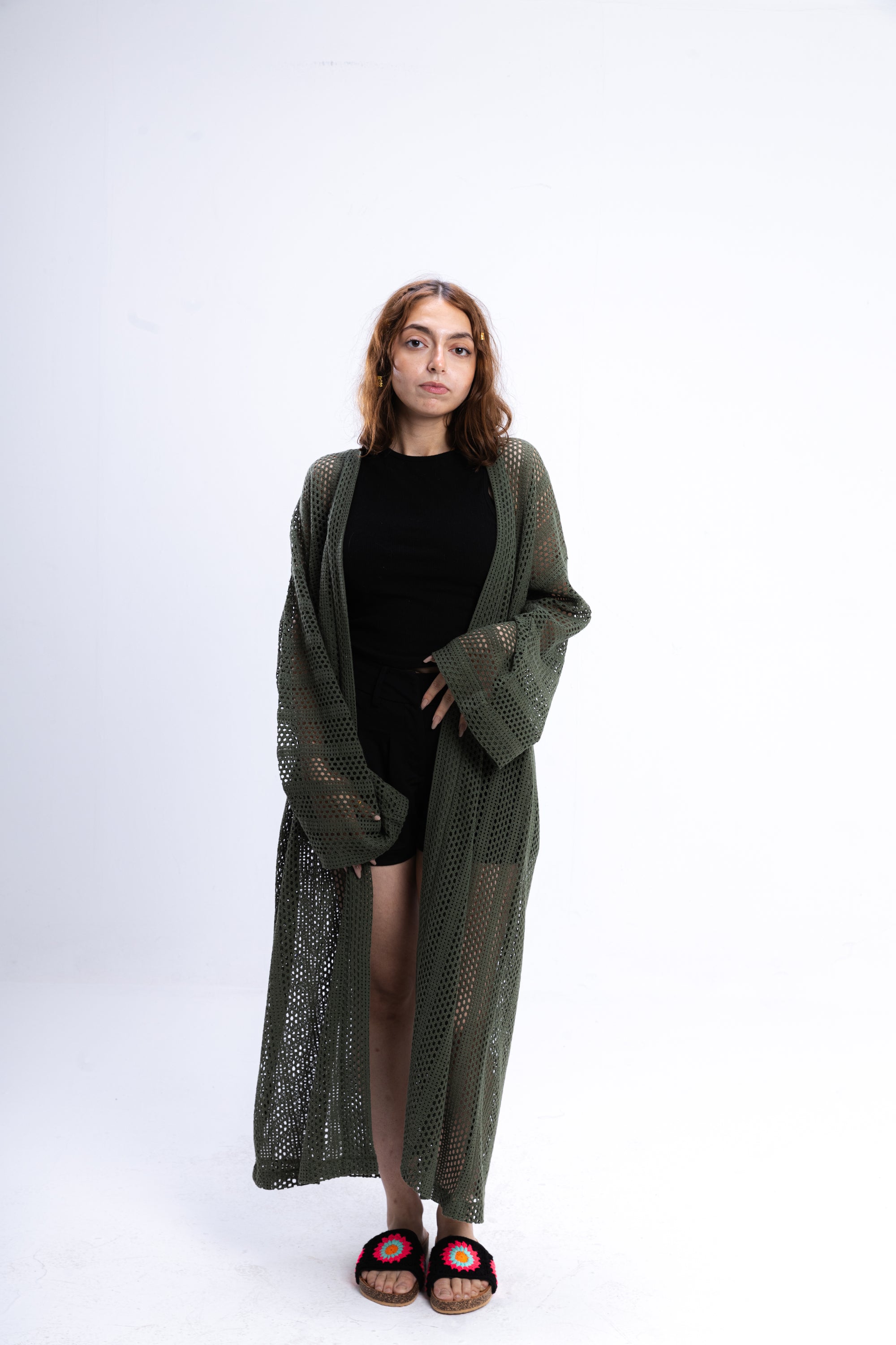 Olive Green Knit Cover Up