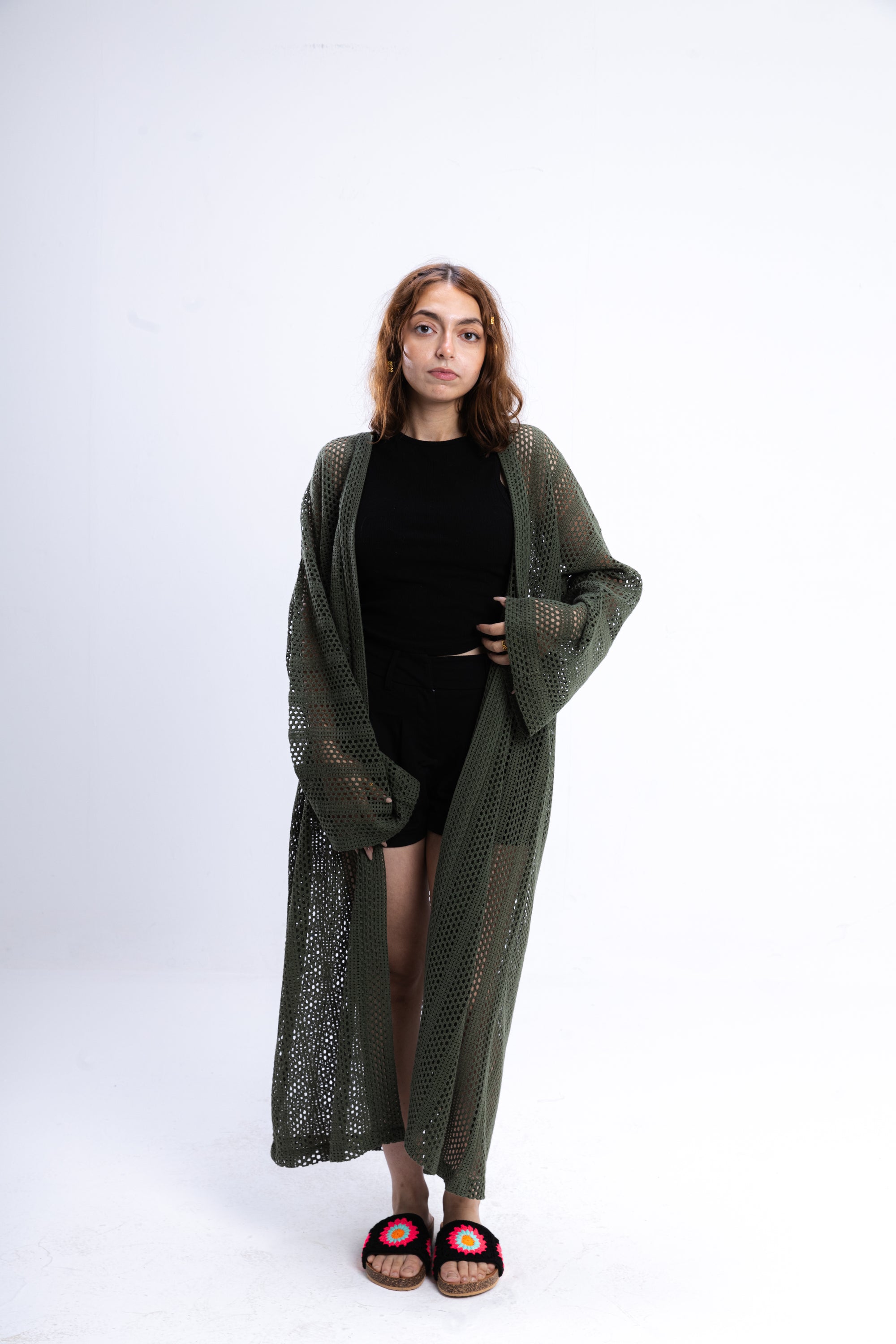 Olive Green Knit Cover Up