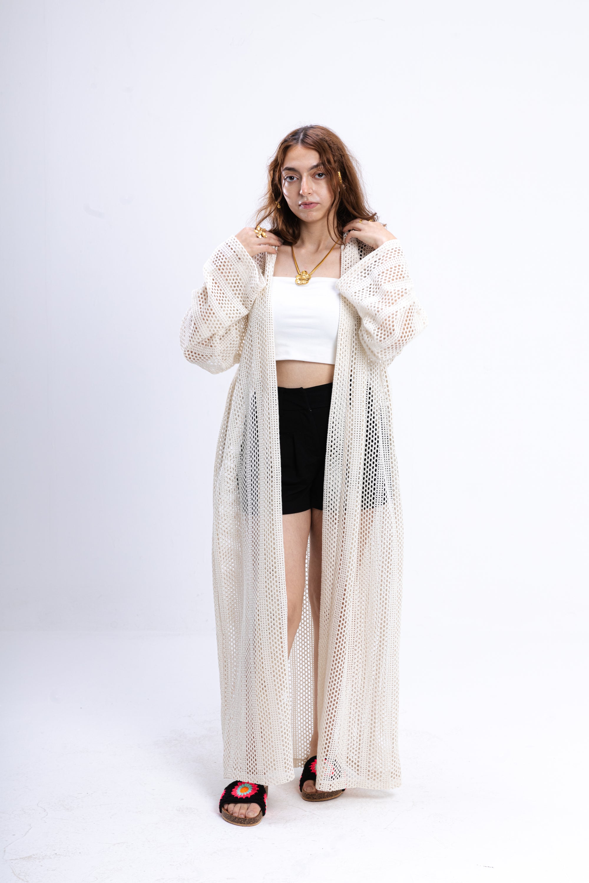 Beige Knit Cover Up